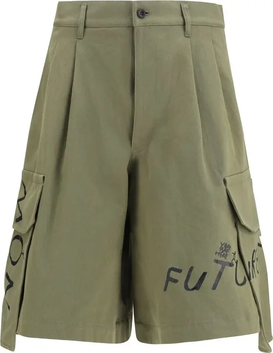 Bicolor Cotton Bermuda Shorts