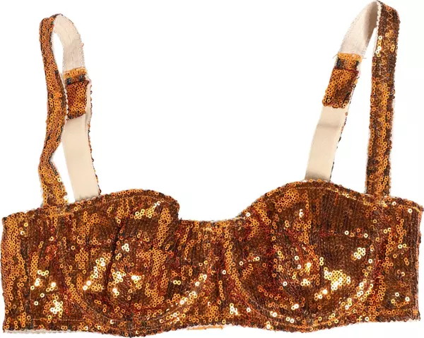 Gold Sequined Nyon Balconnet Bra Underwear