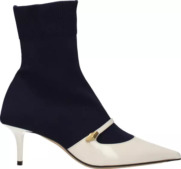 Blue Fabric Ankle Boots