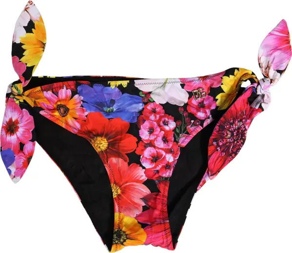 Black Floral Print Swimsuit Bikini Bottom Swimwear