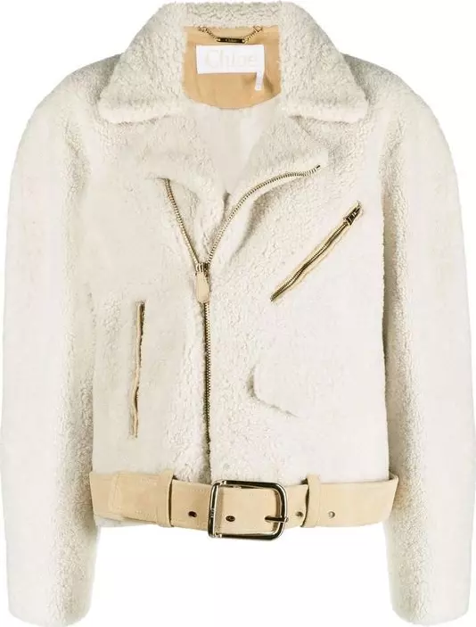 Beige Polyester Biker Jacket
