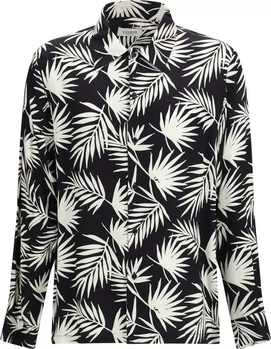 Black Viscose Pattern Shirt