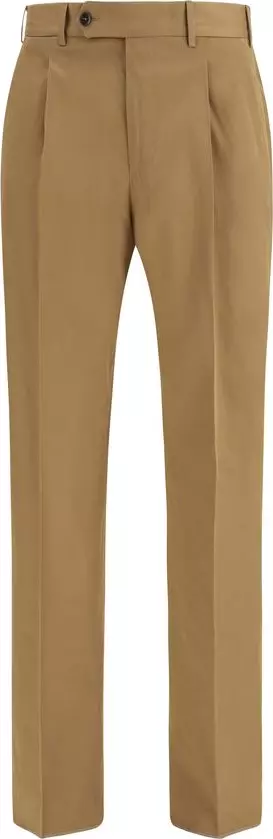 Brown Cotton Casual Pants