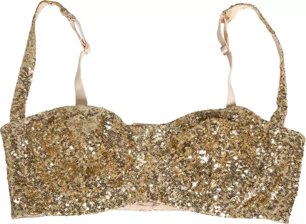 Gold Sequined Semi-Pad Underwire Bra Underwear