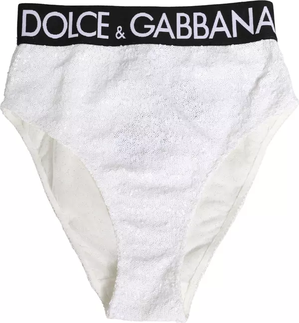 White Black Sequin High Waist Panty Underwear