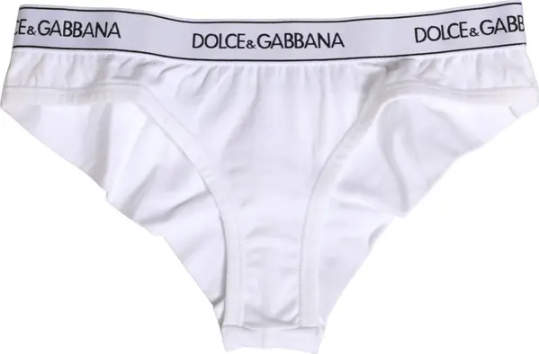 White Cotton Logo Waistband Brief Panty Underwear