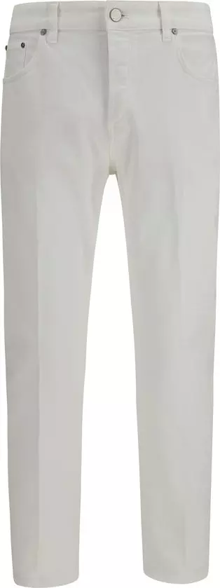 White Cotton Tapered Jeans