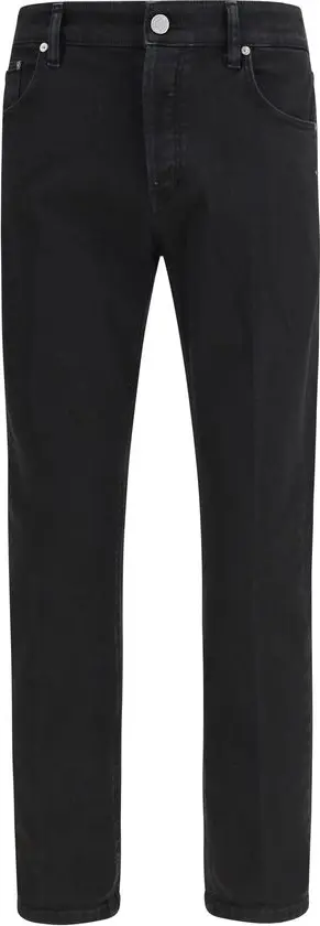 Black Cotton Tapered Jeans