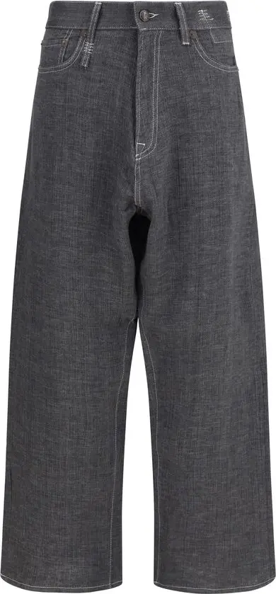 Gray Linen Relaxed Fit Jeans