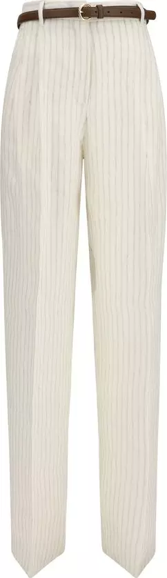 Beige Linen Casual Pants