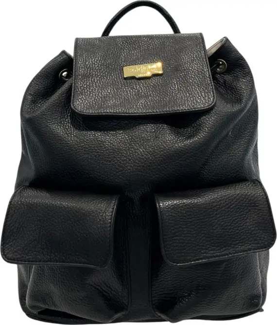 Black Leather Women Backpack