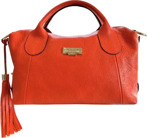 Orange Leather Women Handbag