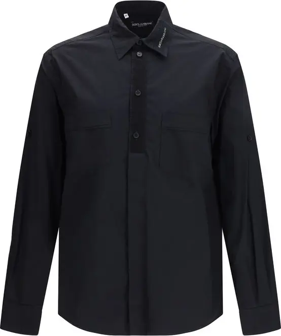 Black Cotton Dress Shirt