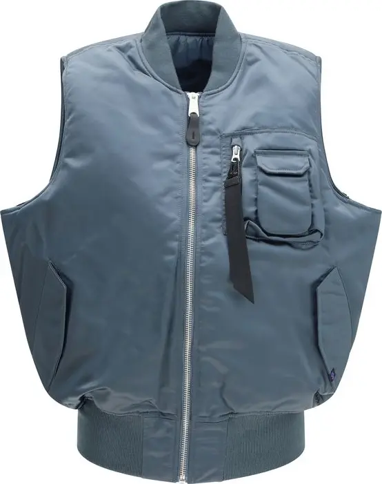 Blue Nylon Sleeveless Jacket