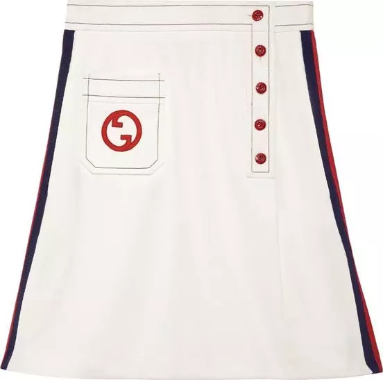 White Polyester Mini Skirt