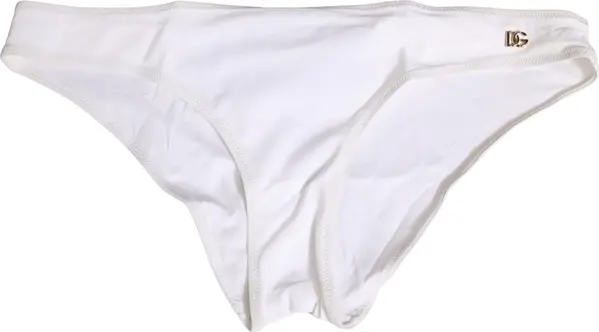 White DG Logo Plaque Bikini Bottom Underwear