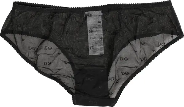 Black Sheer Mesh Lace Logo Brief Panty Underwear
