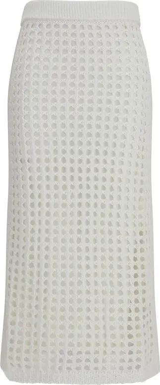 White Cotton Midi Skirt
