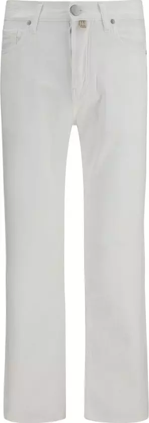 White Cotton Straight-Leg Jeans