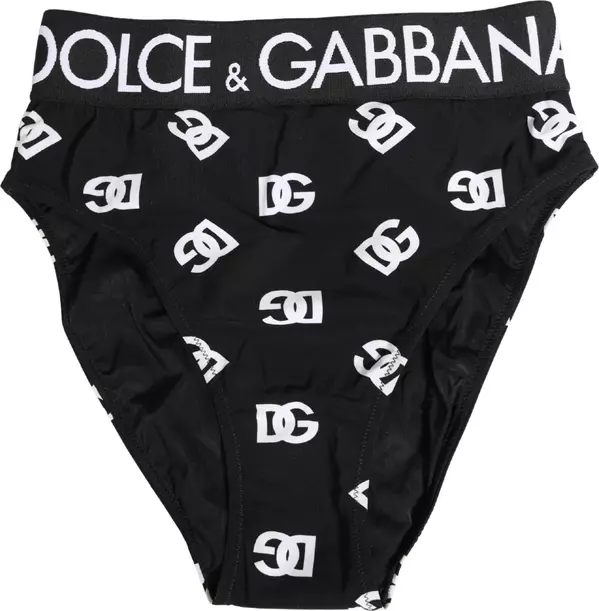 White Black Logo Waistband Midi Brief Underwear