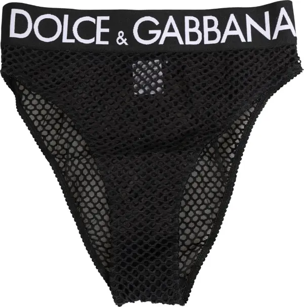 Black Cotton Mesh High Brief Panty Underwear