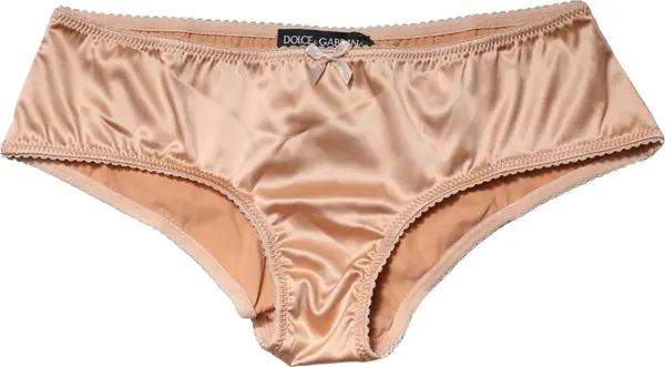 Beige Silk Stretch Mid Waist Brief Panty Underwear