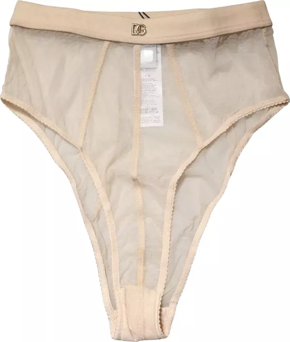 Beige Silk Blend High Waist Brief Panty Underwear