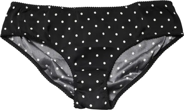 Black Polka Dots Mid Waist Brief Panty Underwear