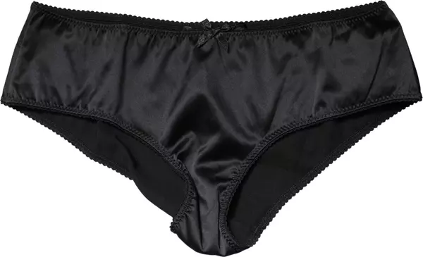 Black Silk Stretch Mid Waist Brief Panty Underwear