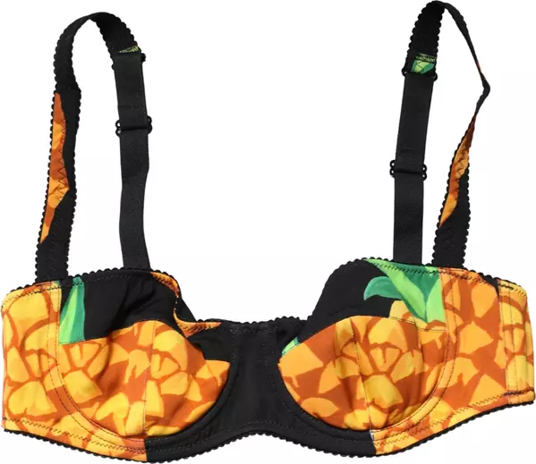 Black Pineapple Silk Balconette Bra Underwear
