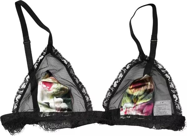 Black Floral Soft Cup Triangle Bra Underwear