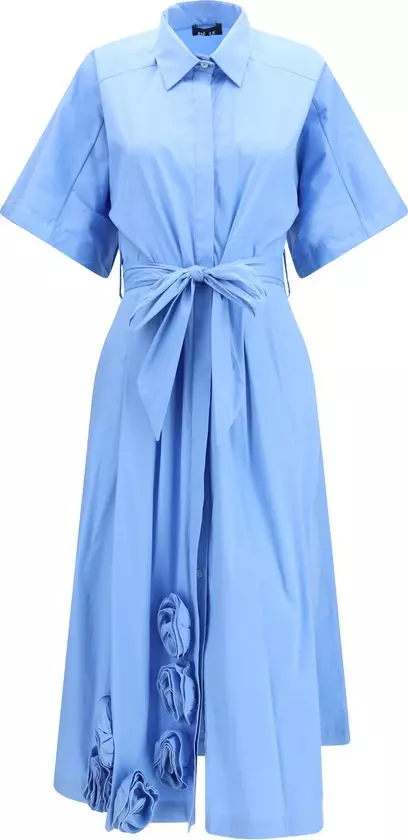 Blue Cotton Casual Dress