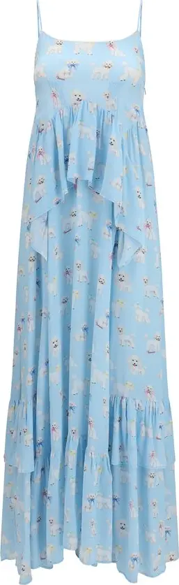 Blue Viscose Long Dress