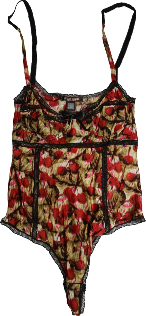 Multicolor CherryPrint Lace Bodysuit Underwear