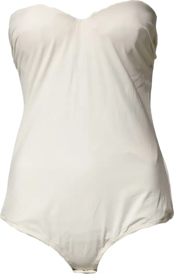 Off White Strapless One Piece Swimsuit Swimwear
