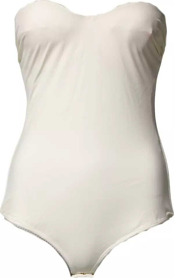 Off White Strapless One Piece Swimsuit Swimwear