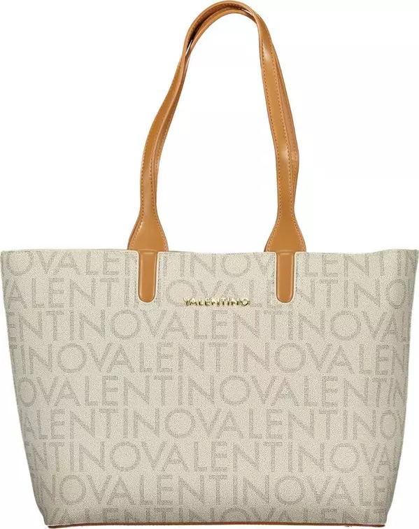 Beige Polyurethane Womens Bag