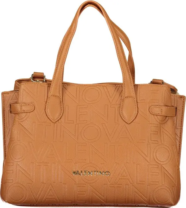 Brown Polyurethane Women's Bag with Adjustable Shoulder Strap
