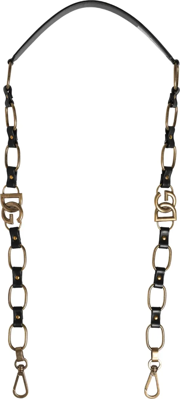 Black Leather Gold Chain Bag Accessory Shoulder Strap