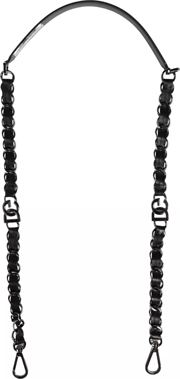 Black Leather Silver Chain Bag Accessory Shoulder Strap