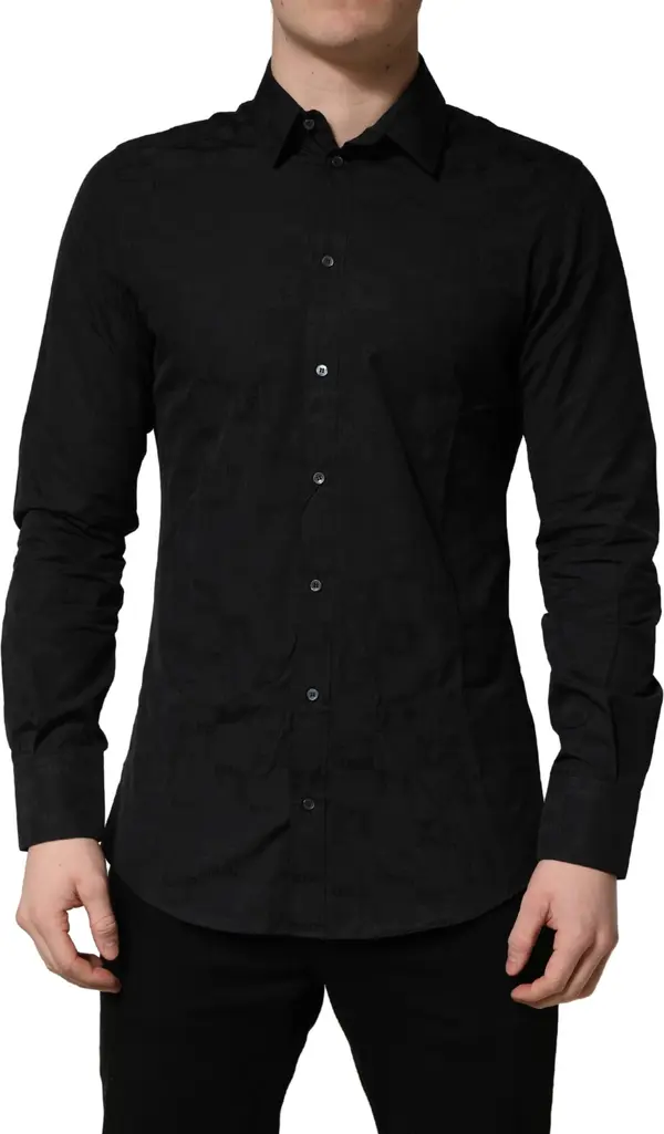 Black MARTINI Cotton Slim Dress Formal Shirt