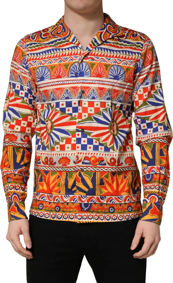 Multicolor Sicilian Carretto Twill Cotton Men Shirt