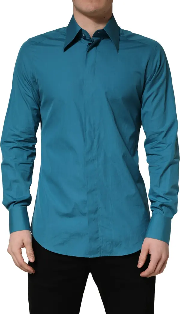 Blue SARTORIA Long Sleeve Cotton Dress Shirt