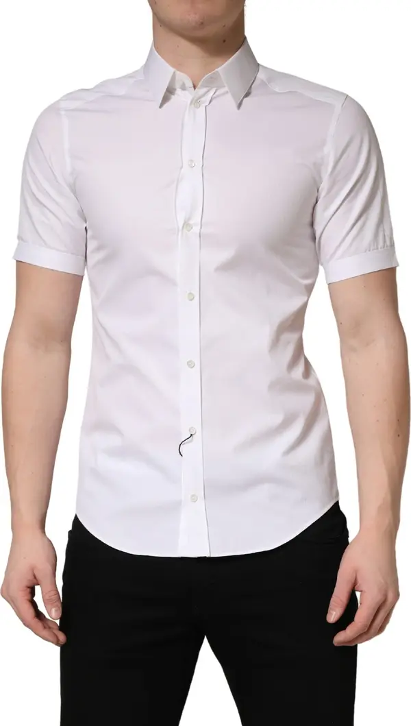 White Cotton Short Sleeves Button Down Shirt