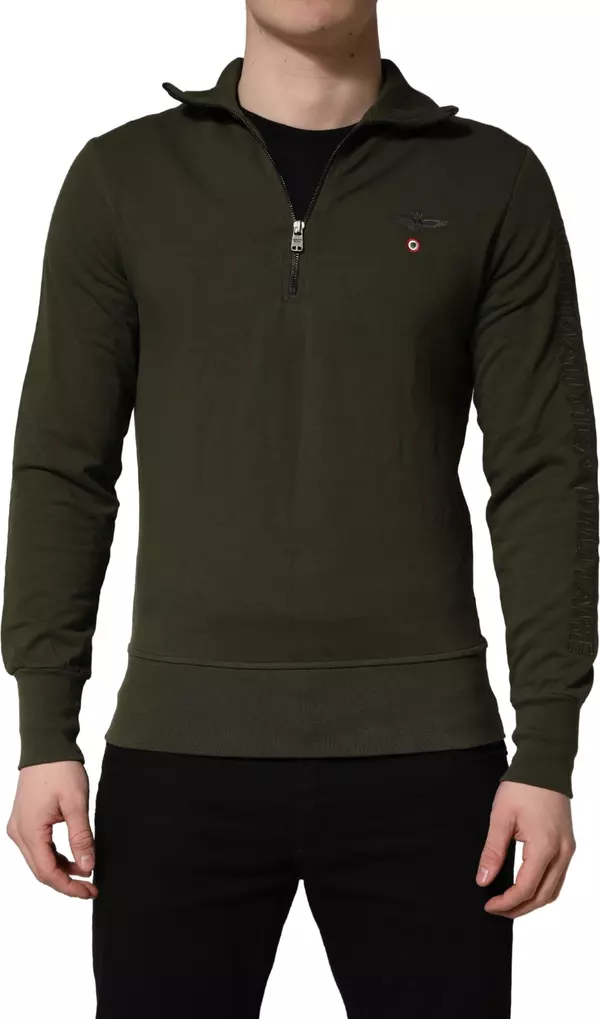 MilitaryGreen HalfZip Sweatshirt Sweater
