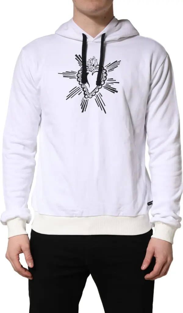 White Sacred Heart Hooded Sweatshirt Sweater