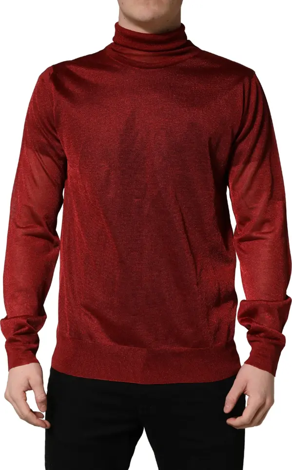 Red Long Sleeve TurtleNeck Pullover Sweater