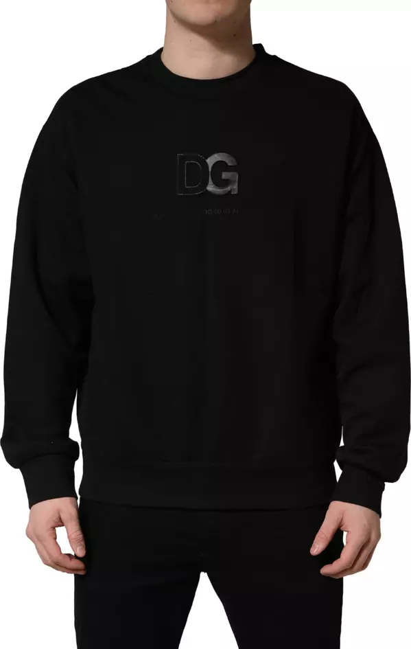 Black Cotton DG Men CrewNeck Pullover Sweater