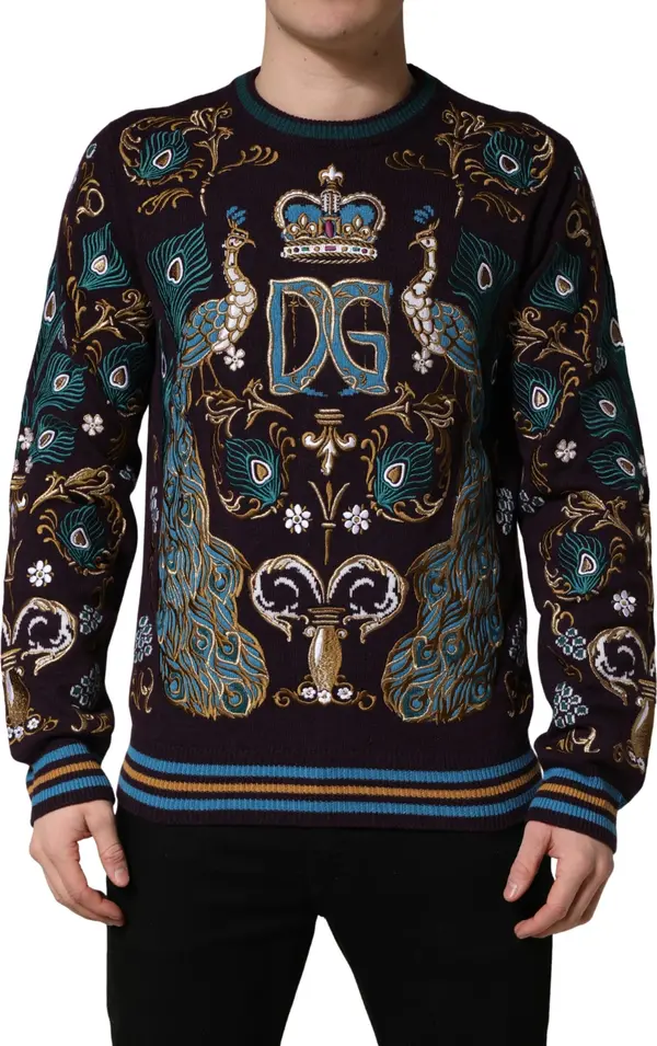 Bordeaux Cashmere Crown Embroidered Sweater
