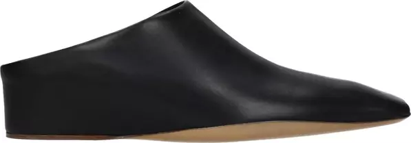 Black Leather Slippers